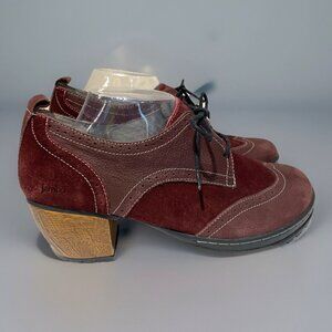 Jambu Suede Leather Wingtip Oxford Shoes Women's 11M Burgundy Chunky Soles Y2K
